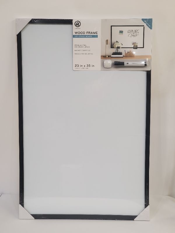 Photo 2 of U Brands - Magnetic Dry Erase Board Black Wood Frame with Marker - 23"x35"