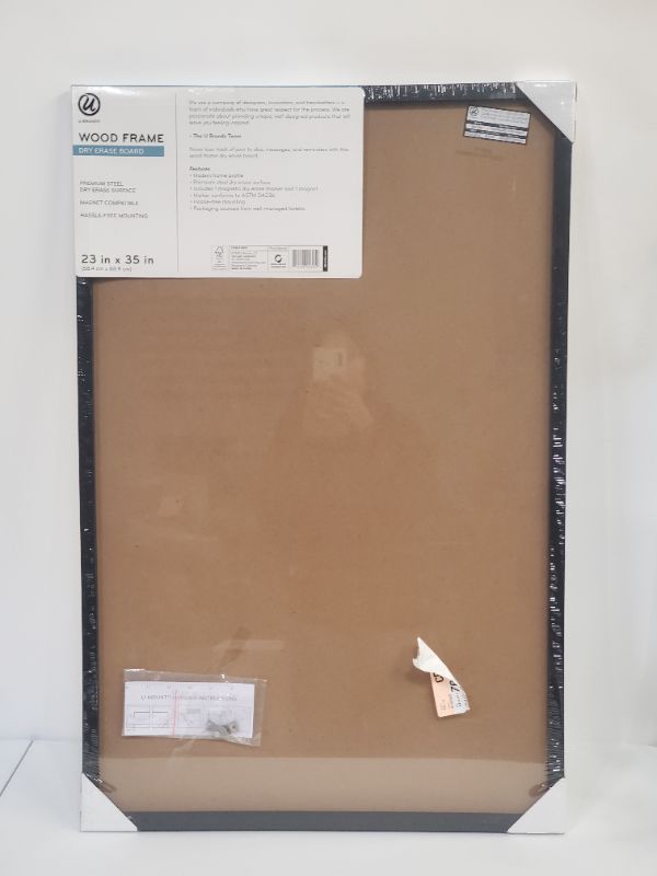 Photo 3 of U Brands - Magnetic Dry Erase Board Black Wood Frame with Marker - 23"x35"