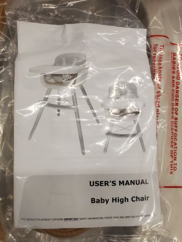 Photo 1 of 3-in-1 Wooden High Chair Made of Sleek Hardwood & Premium Leatherette, Baby High Chair with Adjustable Legs & Dishwasher Safe Tray, Brown