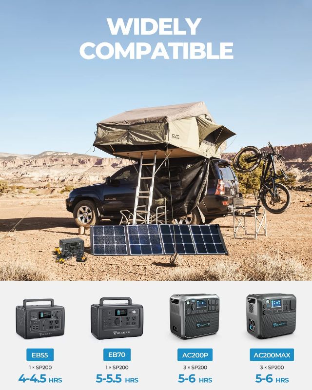 Photo 3 of BLUETTI SP200 200w Solar Panel for EB3A/EB55/EB70S/AC200MAX/AC300/AC200P/AC50S/EB240 Power Station, Portable Foldable Solar Panel Power Backup for Outdoor Van Camper Off Grid