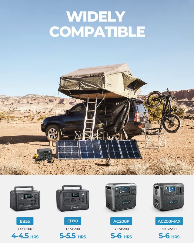Photo 1 of BLUETTI SP200 200w Solar Panel for EB3A/EB55/EB70S/AC200MAX/AC300/AC200P/AC50S/EB240 Power Station, Portable Foldable Solar Panel Power Backup for Outdoor Van Camper Off Grid