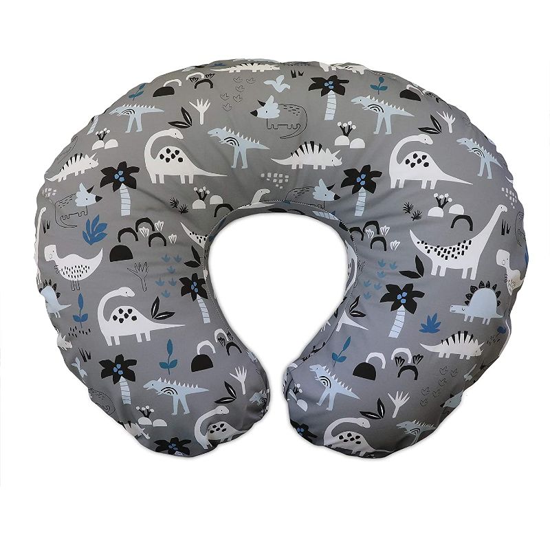 Photo 1 of Boppy Nursing Pillow and Positioner—Original | Gray Dinosaurs with White, Black and Blue | Breastfeeding, Bottle Feeding, Baby Support | With Removable Cotton Blend Cover