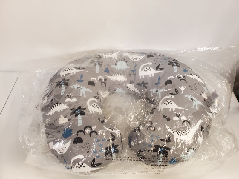 Photo 6 of Boppy Nursing Pillow and Positioner—Original | Gray Dinosaurs with White, Black and Blue | Breastfeeding, Bottle Feeding, Baby Support | With Removable Cotton Blend Cover