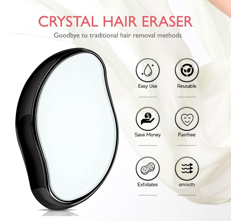 Photo 2 of Crystal Hair Eraser for Women and Men, Magic Hair Eraser Crystal Hair Remover, Painless Exfoliation Hair Removal Tool for Arms Legs Back - Fast & Easy, Reusable & Washable, Portable Epilator