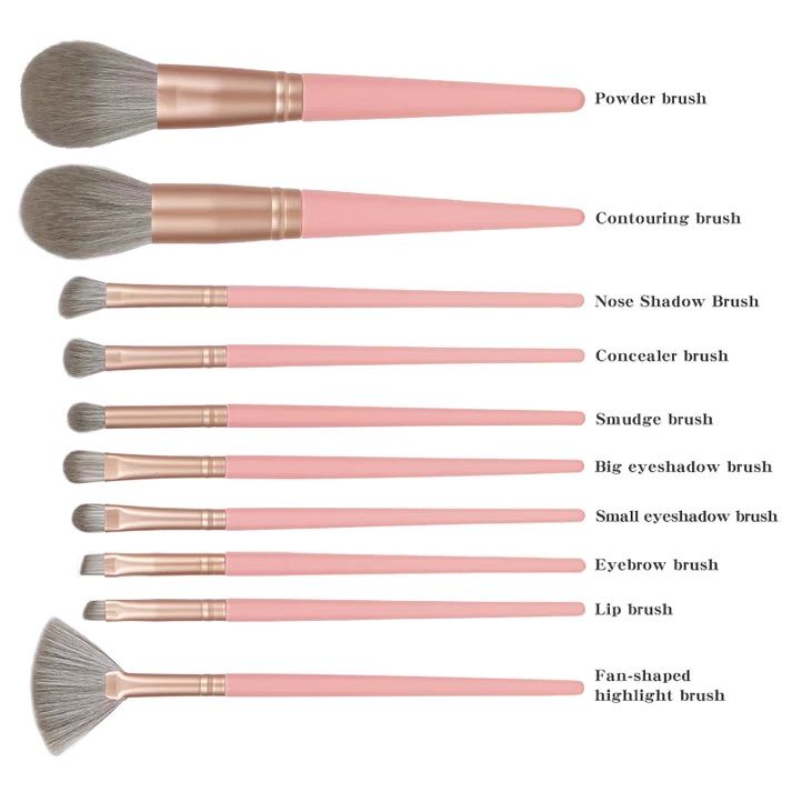 Photo 3 of 10 PCS MAKEUP BRUSHES MADE WITH SOFT AND DENSE SYNTHETIC FIBERS PROVIDING A HIGH-DEFINITION FINISH WITH LIQUID, POWDERS OR CREAM WITHOUT ANY ABSORPTION OF PRODUCT OR SHEDDING