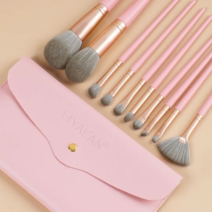 Photo 2 of 10 PCS MAKEUP BRUSHES MADE WITH SOFT AND DENSE SYNTHETIC FIBERS PROVIDING A HIGH-DEFINITION FINISH WITH LIQUID, POWDERS, OR CREAM WITHOUT ANY ABSORPTION OF PRODUCT OR SHEDDING