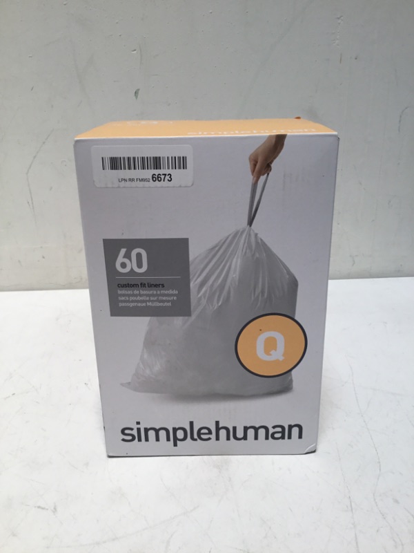 Photo 2 of simplehuman Code Q Custom Fit Drawstring Trash Bags in Dispenser Packs, 60 Count, 50-65 Liter / 13.2-17.2 Gallon, White 60 Count (Pack of 1) Quick-Dispense Packs Trash Bags