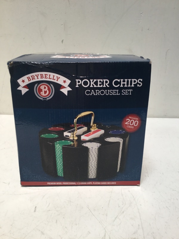 Photo 2 of Brybelly Poker Chips - Poker Set with Wood Carousel Case for Casino Party, Texas Holdem, Blackjack and Family Game Night - 200 Count