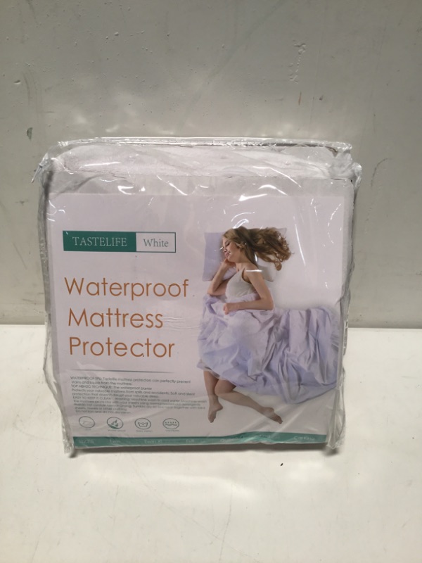 Photo 1 of TASTELIFE Queen Size 100% Waterproof Mattress Protector Cotton Terry Top Mattress Cover, Fitted 8"21" Deep Pocket Mattress Pad Cover Vinyl Free Washable, Breathable & Soft Bed Mattress Cover, 1 Pack White Queen