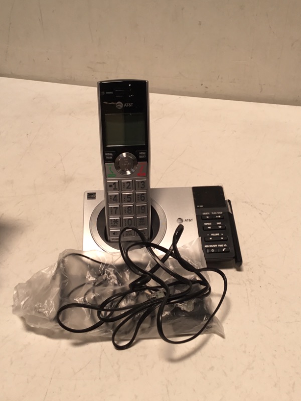 Photo 3 of AT&T DECT 6.0 Expandable Cordless Phone with Answering System, Silver/Black with 1 Handset (CL82107)