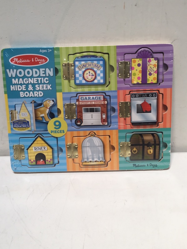 Photo 2 of Melissa & Doug Hide and Seek Wooden Activity Board With Wooden Magnets - Wooden Busy Board, Hide And Seek Puzzles, Wooden Magnet Puzzles For Toddlers And Kids Ages 3+