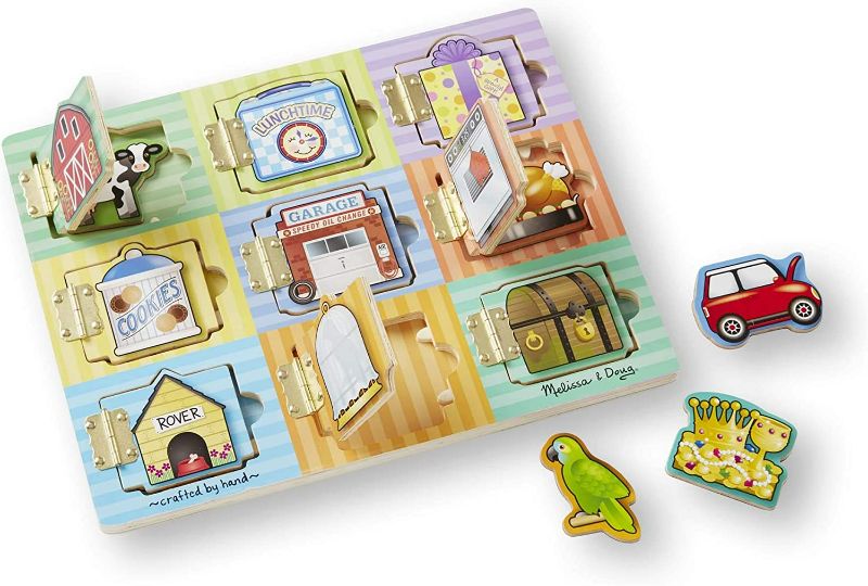 Photo 1 of Melissa & Doug Hide and Seek Wooden Activity Board With Wooden Magnets - Wooden Busy Board, Hide And Seek Puzzles, Wooden Magnet Puzzles For Toddlers And Kids Ages 3+