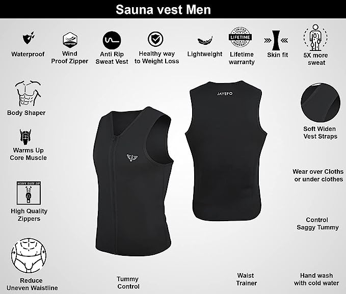 Photo 1 of Jayefo Mens Sauna Vest for Men Body Shaper and Sweat Vest Corset Waist Trainer Slimmer Weight Loss Black