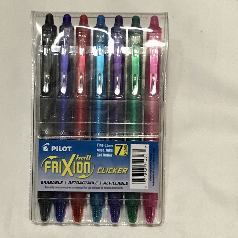 Photo 1 of Pilot Frixion Ball Clicker Pens Fine 0.7-mm Gel Roller 7 Assorted Colors