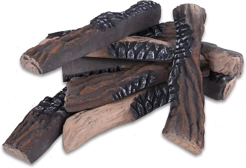 Photo 1 of GasSaf Large Gas Fireplace Logs, 10 Piece Ceramic Fire Logs for Fire Pit and Fireplace, Ventless, Vented, Gas Inserts, Electric, Realistic Fake Fireplace Logs