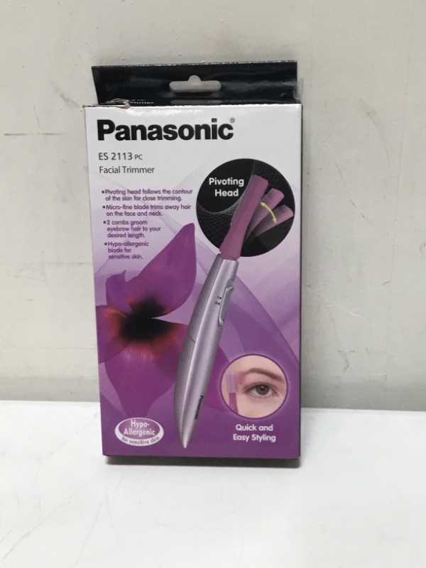 Photo 2 of Panasonic Women’s Facial Hair Remover and Eyebrow Trimmer with Pivoting Head, Includes 2 Gentle Blades for Brow and Face and 2 Eyebrow Trim Attachments, Battery-Operated – ES2113PC