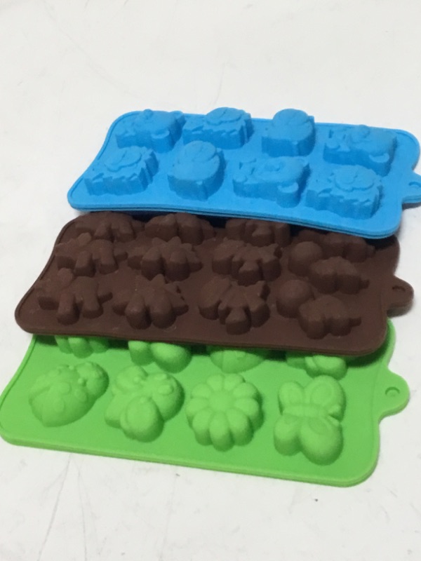 Photo 2 of Candy Chocolate Molds Silicone, Non-stick Animal Jello Molds, Crayon Mold, Silicone Baking Mold - BPA Free, Forest Theme with Different Animals, including Dinosaurs, Bear, Lion and Butterfly, Set of 3