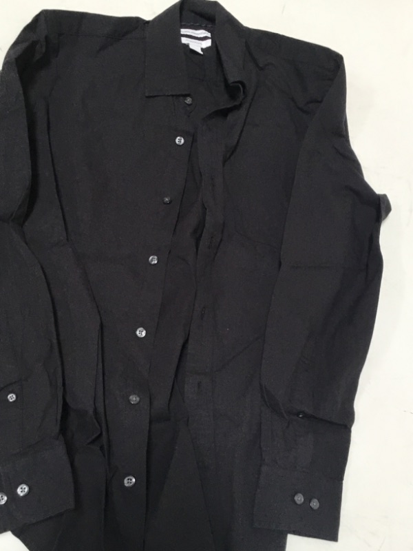 Photo 2 of Amazon Essentials Men's Slim-Fit Long-Sleeve Poplin Shirt Small Black