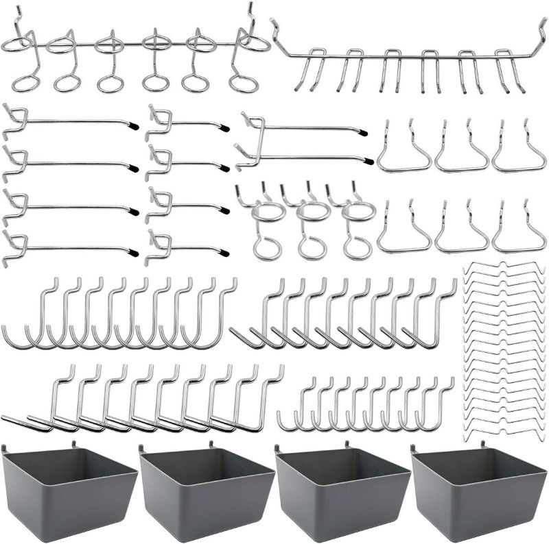 Photo 1 of FRIMOONY Pegboard Hooks Assortment with Pegboard Bins, Peg Locks, for Organizing Various Tools, 80 Piece