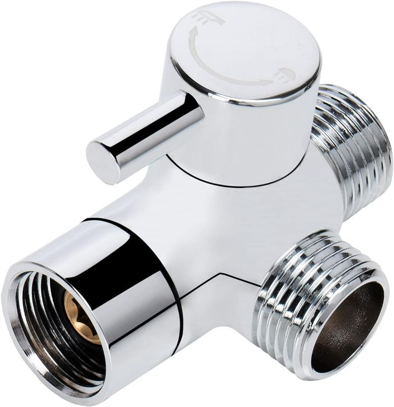 Photo 1 of NearMoon Solid Brass 3-Way Shower Arm Diverter Valve, Universal G1/2" T-Adapter Bathroom Shower System Replacement Component for Handheld Shower Head and Fixed Shower Head