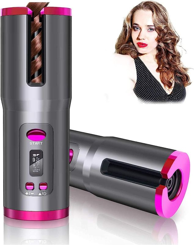 Photo 1 of SENLLY Cordless Automatic Hair Curler, Auto Curling Iron with Adjustable 6 Temperature and 11 Timer Settings, Wireless Portable Curling Rotating Wand for Hair Styling (30s Fast Instant Heat, 5000mAh)