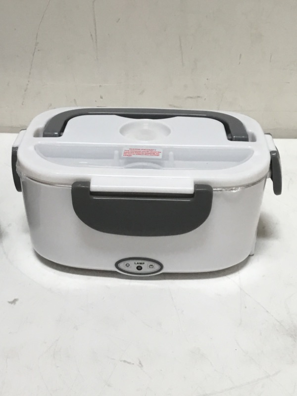 Photo 4 of 12-240V US Plug 40W 1200ML Electric Heated Lunch Box Food Warmer Household School Office Car Bento Box with Spoon (Color : grey, Size : US Plug)