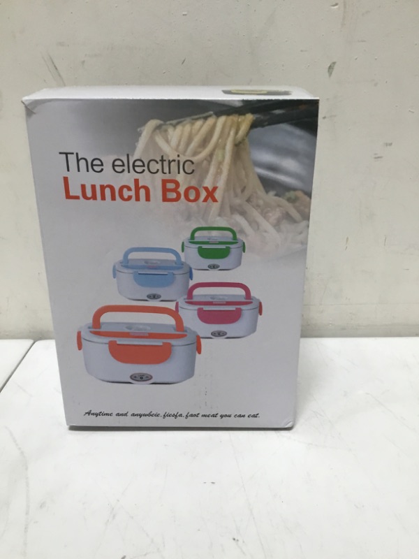 Photo 2 of 12-240V US Plug 40W 1200ML Electric Heated Lunch Box Food Warmer Household School Office Car Bento Box with Spoon (Color : grey, Size : US Plug)