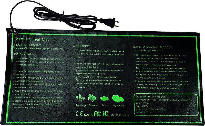 Photo 1 of HFS (R) 10 x 20.75 Inch Graphene Plant Heating Pad Durable Waterproof Seedling Heat Mat Warm Hydroponic Heating Pad