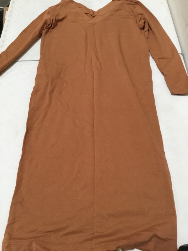 Photo 1 of amazon essentials light brown nightgown v neck dress Xs