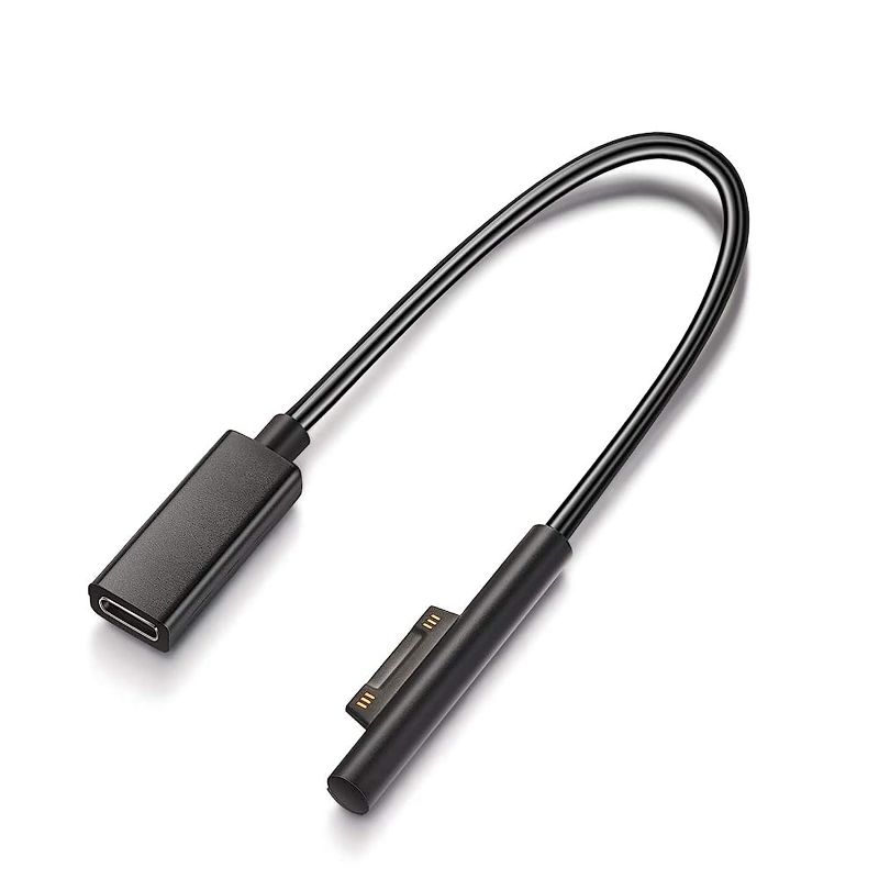 Photo 1 of Sisyphy Surface Connect to USB-C Charging Cable (Black 0.7ft), Compatible for Microsoft Surface Pro 7/6/5/4/3 Go 4/3/2/1 Laptop Book, Works with 45W 15V3A Charger and USB-C to USB-C Cable