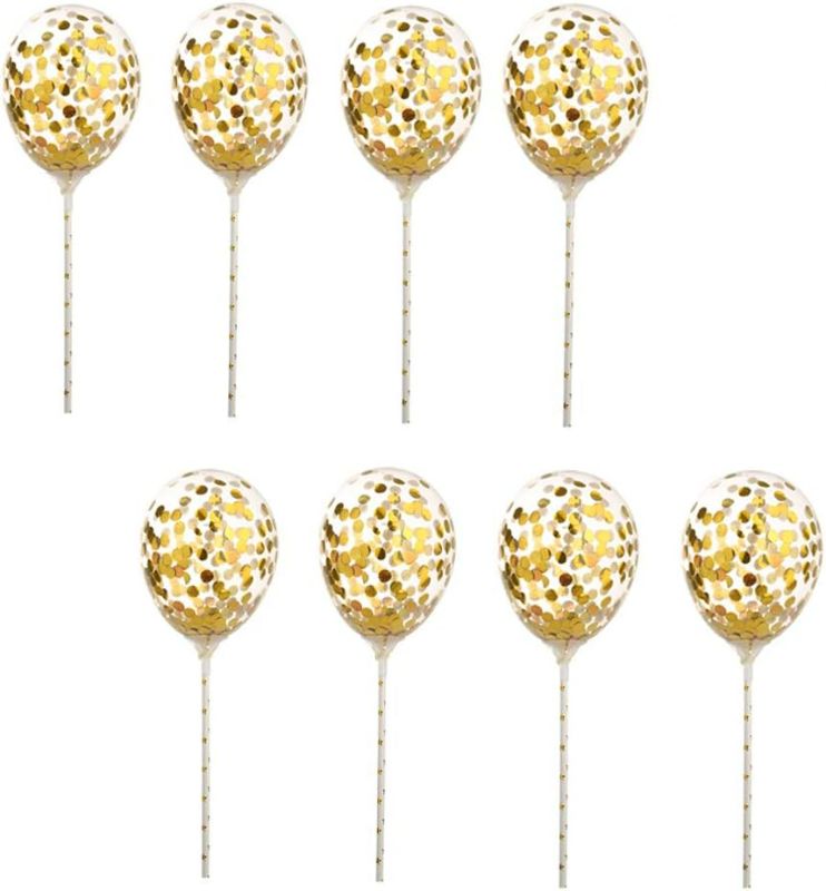 Photo 1 of 5 inch Gold Confetti Balloons Mini Clear Latex Balloons Birthday Party Cake Topper Decor, 25pc
