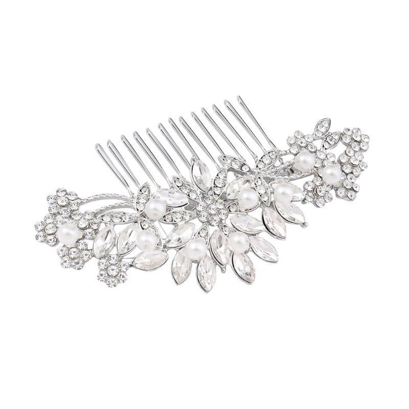 Photo 1 of 4 Pieces Bridal Wedding Hair Pins sliver Leaf Rhinestone Pearl Hair Pins Clips Headpiece Vintage Wedding Hair Accessories for Brides Bridesmaids Flower Girls (Leaf pearl crystal)  
