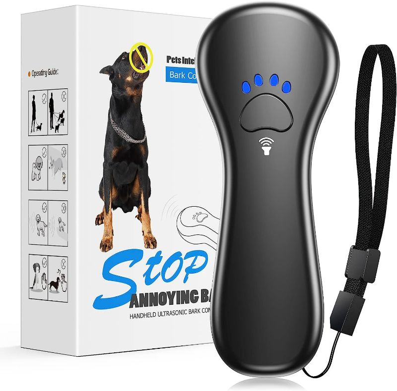 Photo 1 of Ahwhg New Anti Barking Device, Dog Barking Control Devices,Rechargeable Ultrasonic Dog Bark Deterrent up to 16.4 Ft Effective Control Range Safe for Human & Dogs Portable Indoor & Outdoor (Black)
