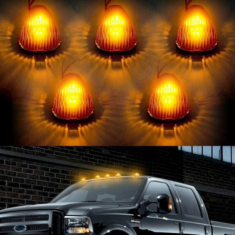 Photo 1 of Amber LED Cab Lights Marker Top Roof Running Light 5PC Smoked Len 5-LED Bulbs Aftermarket Replacement for Ford F150 F250 F350 Dodge Ram Jeep SUV Trucks 4X4 ATV Offroad (DK008-Y)
