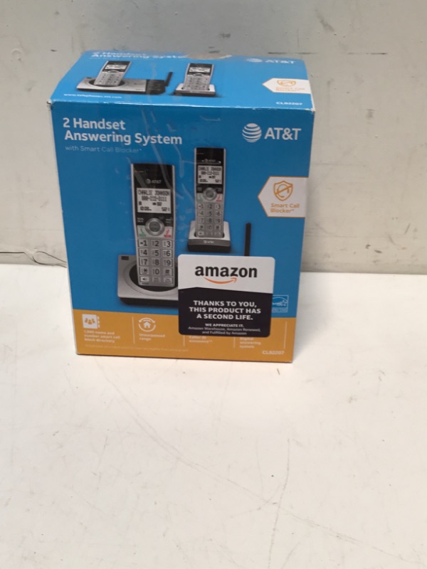 Photo 2 of AT&T CL82207 DECT 6.0 2-Handset Cordless Phone for Home with Answering Machine, Call Blocking, Caller ID Announcer, Intercom and Unsurpassed Range, Silver 2 Handsets Cordless Phone