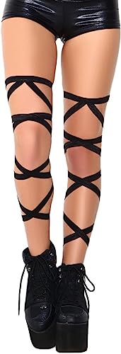 Photo 1 of deladola Sexy Leg Wraps Elastic Raves Party Garter Cross Bandage Dancing Music Festivals Costume for Women and Girls
