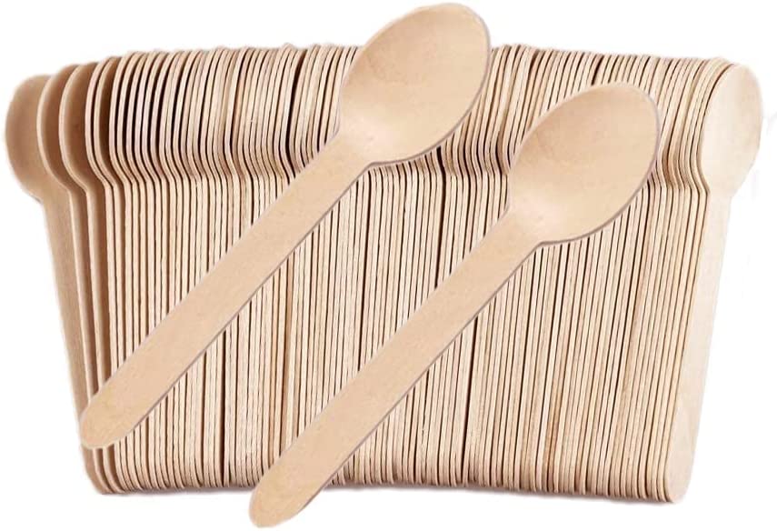 Photo 1 of 100 Pack Wooden Spoons Disposable - 6.3 Inch Length Biodegradable Cutlery - Compostable Bamboo Spoon For Chocolate, Coffee, Flavor, Ice Cream, Dessert, Parties, Dinners, Catering Services, Gatherings
