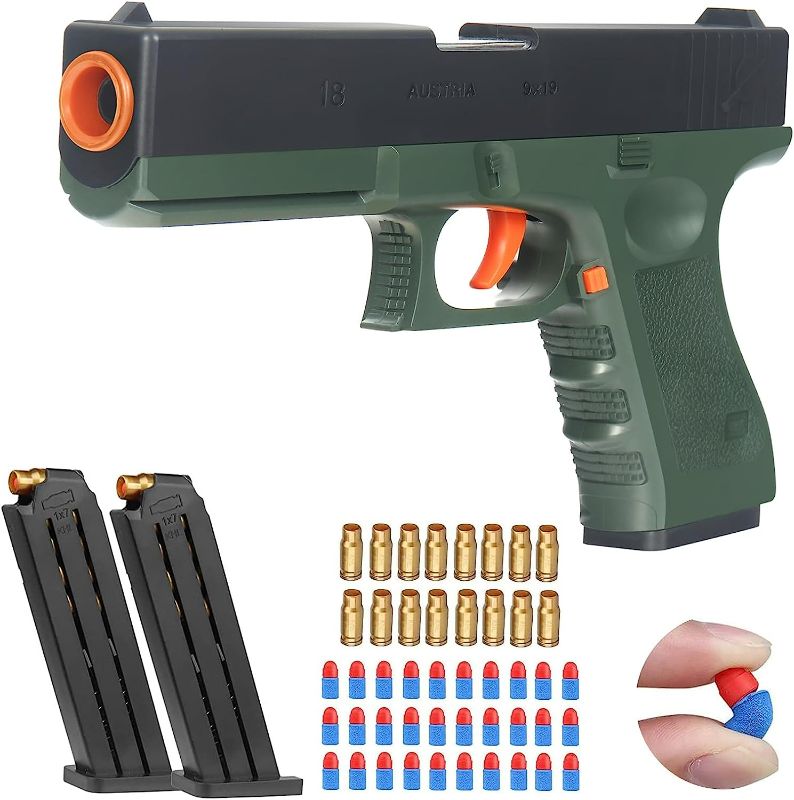 Photo 1 of  Toy Gun with Extension Tube?2 Magazine 30pcs EVA Safety Foam Bullets Toy Pistol,Safe Educational Shooting Game for Kids Aged 6+ (Orange Muzzle)