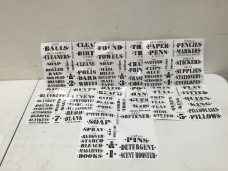 Photo 1 of Talented Kitchen 138 Laundry Room Labels for Glass Jars and Containers, Preprinted Bold Farmhouse Stickers for Linen Closet, Bathroom and Home Office Organization, 4 Sizes