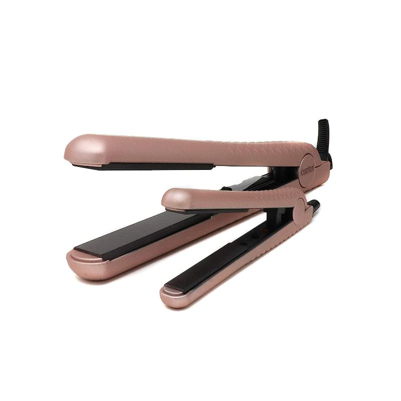 Photo 1 of Cortex International Blk. Duo Flat Irons, 100% Ceramic Plates, Full and Travel Size, Professional Hair Straightener, Dual Voltage, 1.25 + 0.5 inch - Dusty Rose
