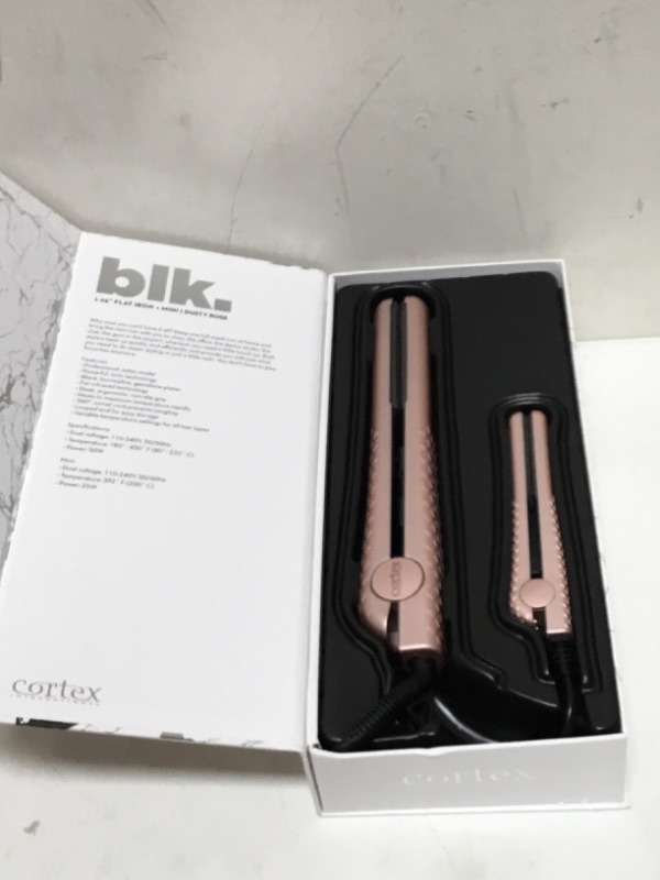 Photo 3 of Cortex International Blk. Duo Flat Irons, 100% Ceramic Plates, Full and Travel Size, Professional Hair Straightener, Dual Voltage, 1.25 + 0.5 inch - Dusty Rose
