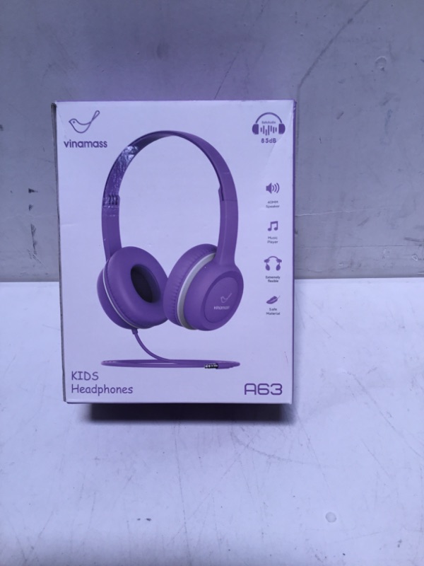 Photo 2 of Kids Headphones, Ear Headphones for Kids, Wired Headphones with Safe Volume Limiter 85dB, Adjustable and Flexible for Kids, Boys, Girls,Suit for School Classroom Students Teens Children Purple