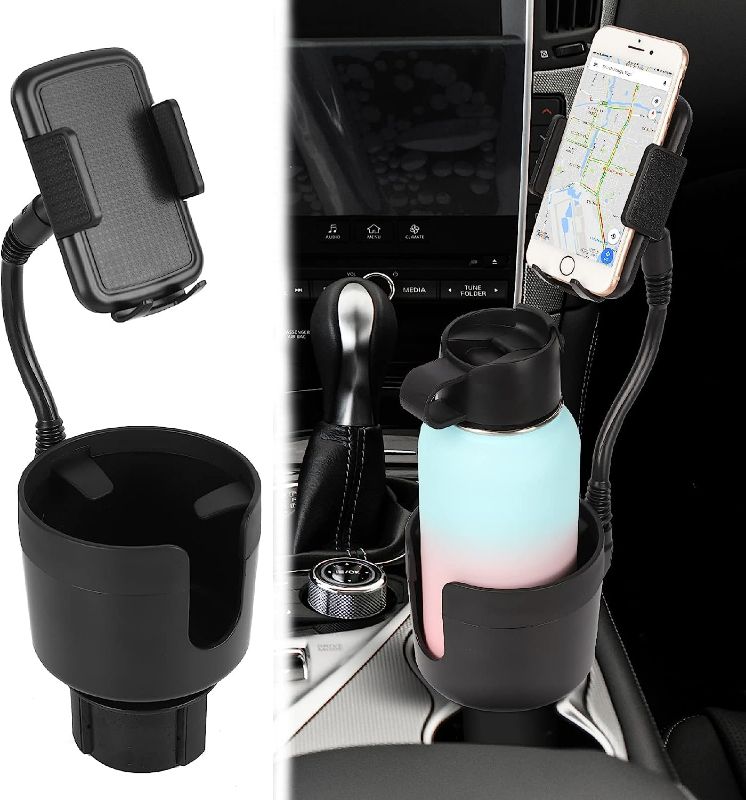 Photo 1 of Cup Holder Expander for Car with Cell Phone Holder BEEYONTO 3 in 1 Car Cup Holder Phone Mount 360°Rotation Universal for iPhone, Galaxy, All Smartphone
