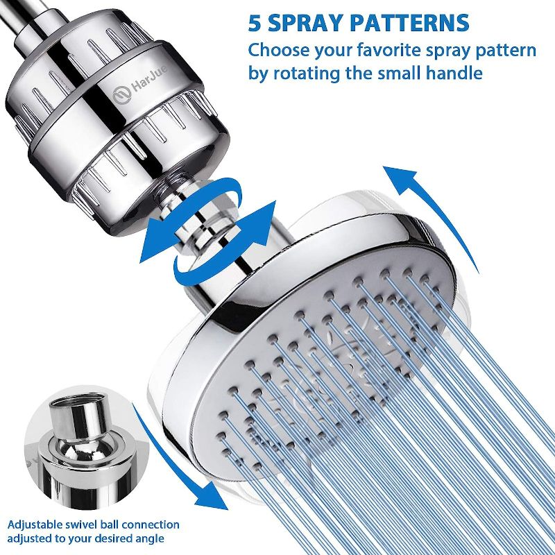 Photo 1 of Filter Shower Head, High Pressure Shower Head with Filter Combo for Hard Water, Remove Chlorine Fluoride and Harmful Substances- 1 Replaceable Filter Cartridge, Chrome (Without Handheld)
