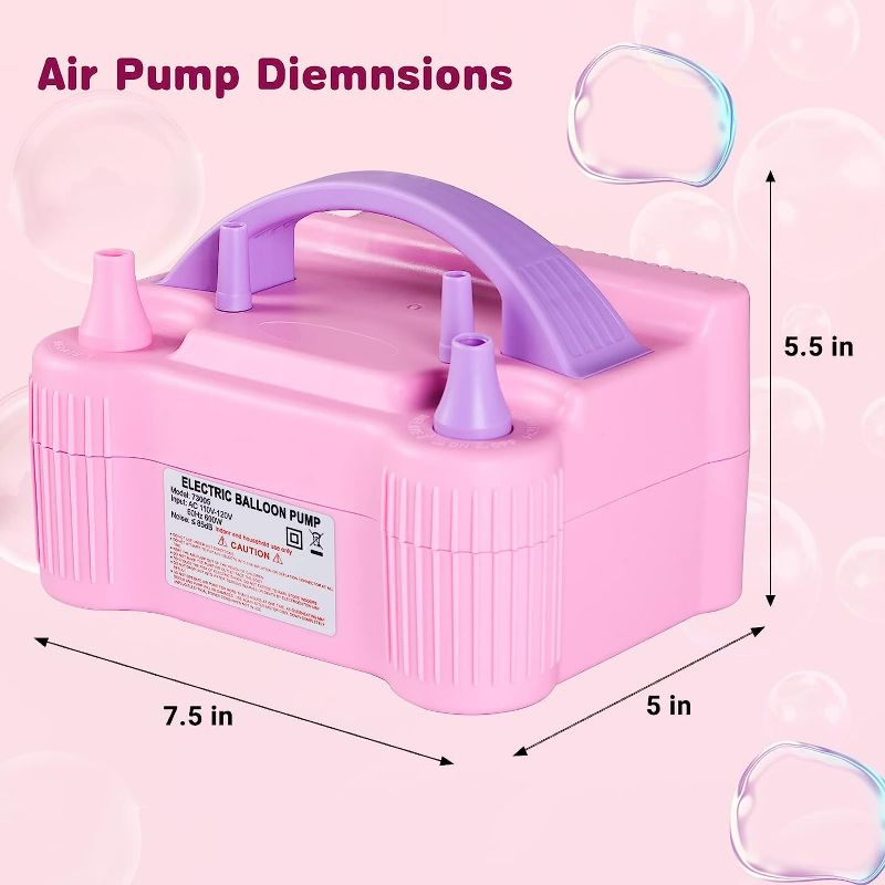 Photo 1 of Electric Air Balloon Pump, Portable Dual Nozzle Electric Balloon Inflator/Blower for Party Decoration,Used to Quickly Fill Balloons - 110V 600W [Pink]