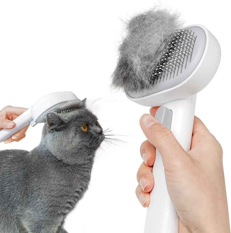 Photo 1 of Aumuca Cat Brush for Shedding, Cat Brushes for Indoor Cats, Cat Brush for Long or Short Haired Cats, Cat Grooming Brush Cat Comb for Kitten Rabbit Massage Removes Loose Fur White

