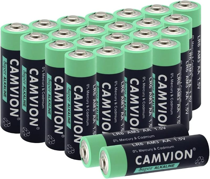 Photo 1 of CAMVION 1.5V AA LR6 AM3 Alkaline Batteries, High Capacity Double A Batteries (24 Pack)