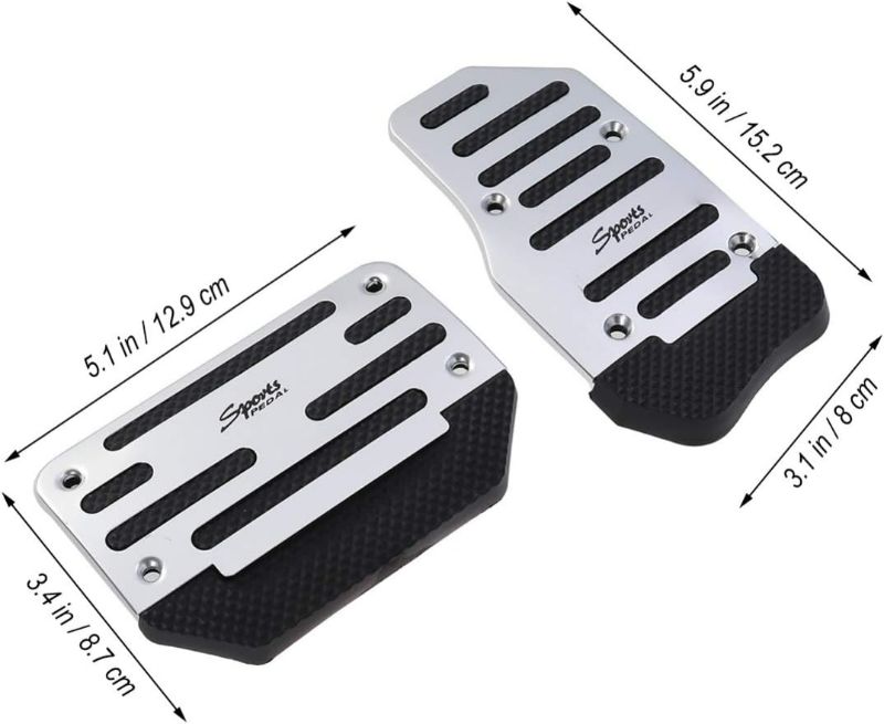 Photo 1 of 2pcs Car Brake Accelerator Gas Pedals Professional Anti Skid Vehicle Foot Clutch Treadle Cover Replacement for Automatic Car Supplies Silver

