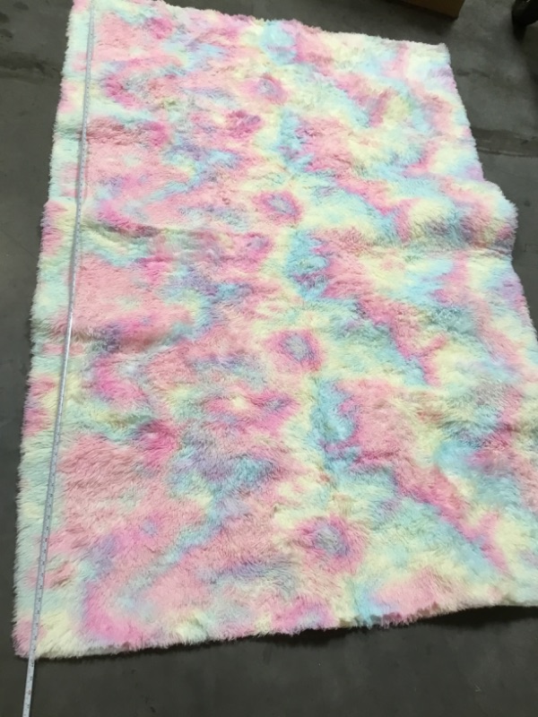 Photo 1 of  Carpet, Luxury Plush Carpets for Living Room Fluffy Rugs for Bedroom Aesthetic Decoration Soft Long Pile Carpet for Children Anti-Slip (Color : Iridescent, Size : 46 W* 94 L