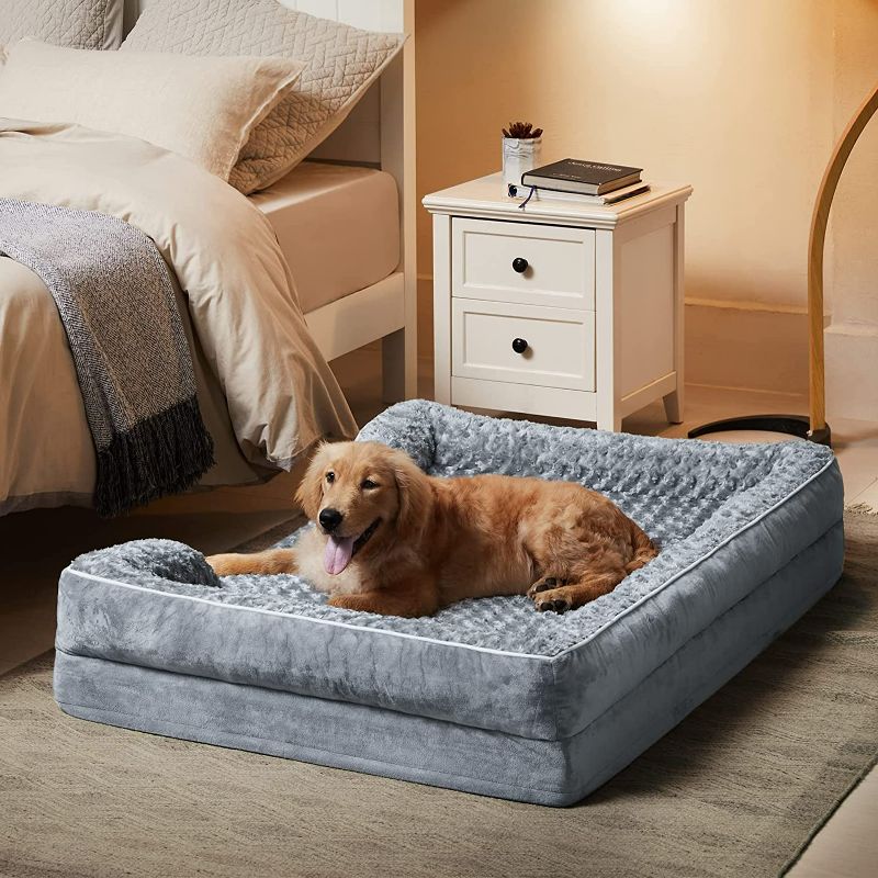 Photo 1 of WNPETHOME Bolster Beds for Large Dogs, Washable, Sofa Bed with Waterproof Lining & Non-Skid Bottom, Orthopedic Egg Foam Couch for Pet Sleeping